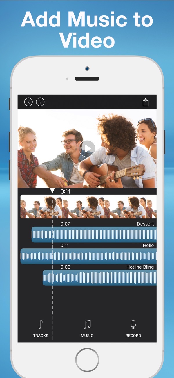Add Music to Video, Maker screenshot: adding a music track to a video