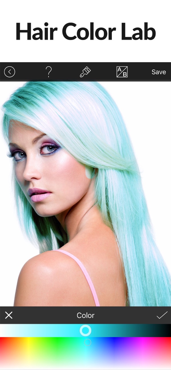 Hair Color Lab Change or Dye screenshot: trying a new hair color on a photo