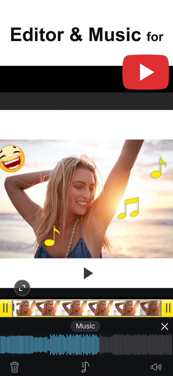 No Crop Photo Video Resize screenshot: adding music to a video post