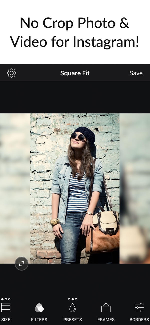 Square Fit screenshot: portrait fitted to a square canvas